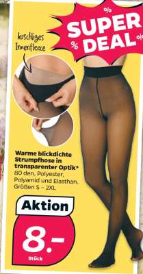 Warme blickdichte Strumpfhose in transparenter Optik