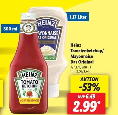 Heinz Tomatenketchup/ Mayonnaise Das Original