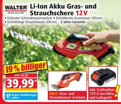 Li-Ion Akku-Gras- und Strauchschere 12V