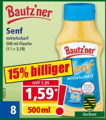 BAUTZ'NER Senf Mittelscharf