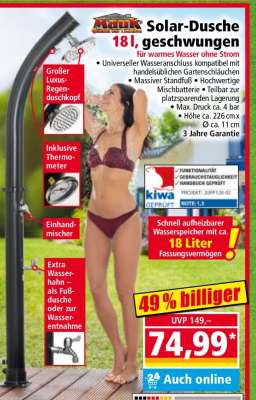 Solar-Dusche 18l, geschwungen