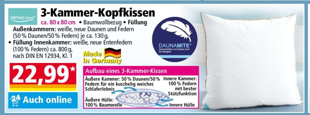 3-Kammer- Kopfkissen