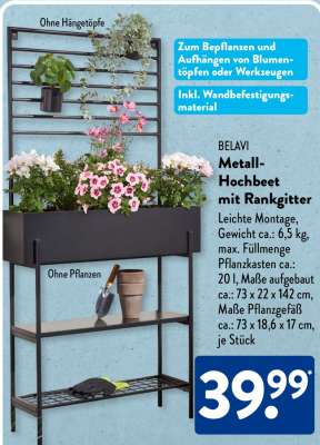 BELAVI Metall-Hochbeet mit Rankgitter