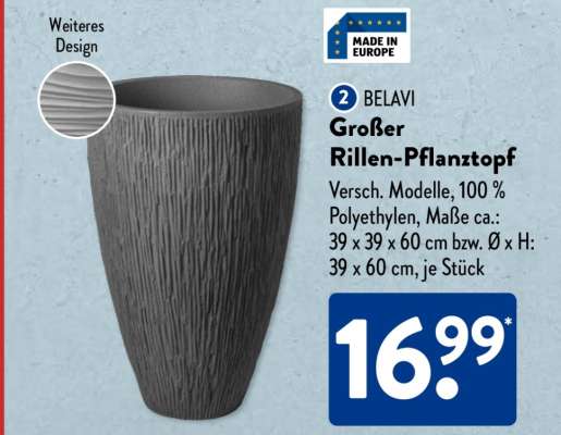BELAVI Großer Rillen-Pflanztopf