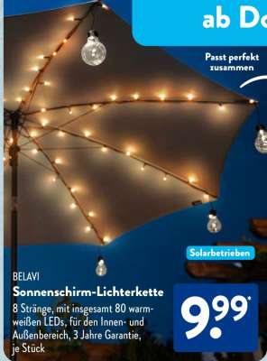 BELAVI Sonnenschirm-Lichterkette