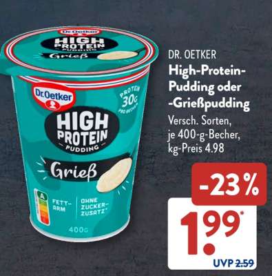 Dr. Oetker High-Protein-Pudding oder -Grießpudding