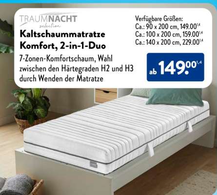 Kaltschaummatratze Komfort 2-in-1-Duo
