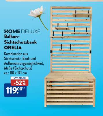 HOME DELUXE Balkon-Sichtschutzbank ORELIA