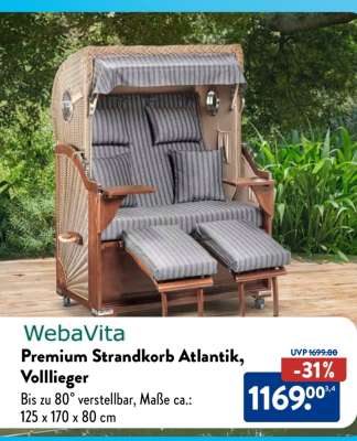 Premium Strandkorb Atlantik, Vollieger