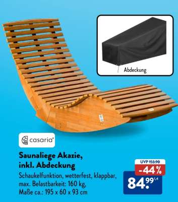 Saunaliege Akazie, inkl. Abdeckung