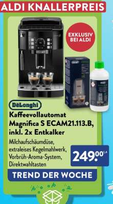 DeLonghi Kaffeevollautomat Magnifica S ECAM21.113.B, inkl. 2x Entkalker