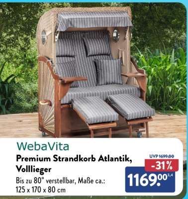 Premium Strandkorb Atlantik, Vollieger