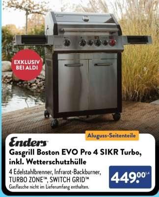 Gasgrill Boston EVO Pro 4 SIKR Turbo, inkl. Wetterschutzhülle
