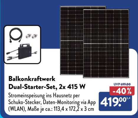 Balkonkraftwerk Dual-Starter-Set, 2x 415 W
