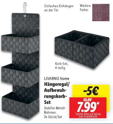 LIVARNO home Hängeregal/Aufbewahrungskorb-Set