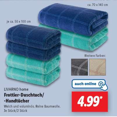LIVARNO home Frottier-Duschtuch/-Handtücher