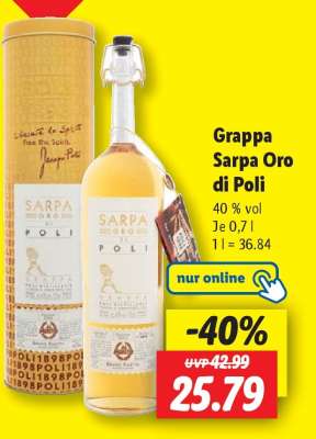 Grappa Sarpa Oro di Poli