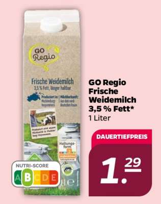 GO Regio Frische Weidemilch 3,5 % Fett*