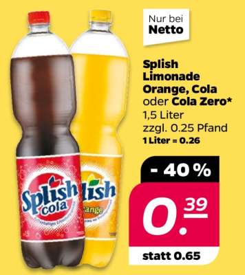 Splish Limonade Orange, Cola oder Cola Zero