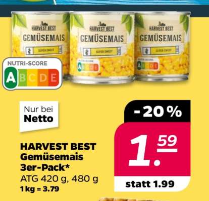HARVEST BEST Gemüsemais 3er-Pack