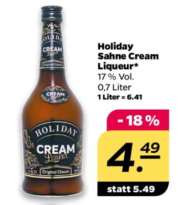 Holiday Sahne Cream Liqueur