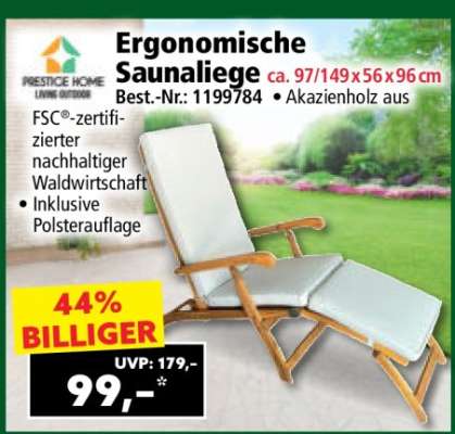 Ergonomische Saunaliege