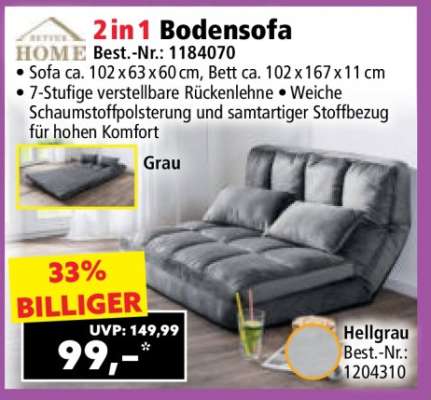 2in1 Bodensofa