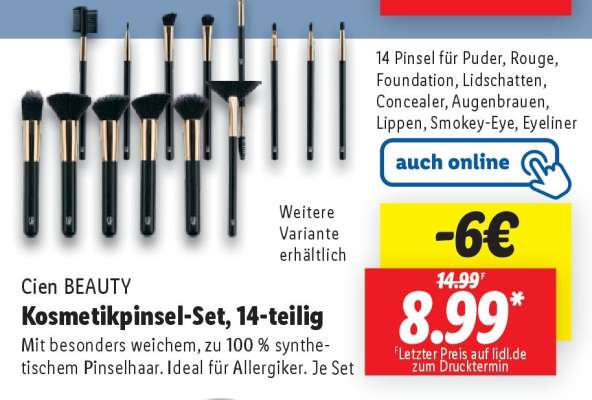 Kosmetikpinsel-Set, 14-teilig