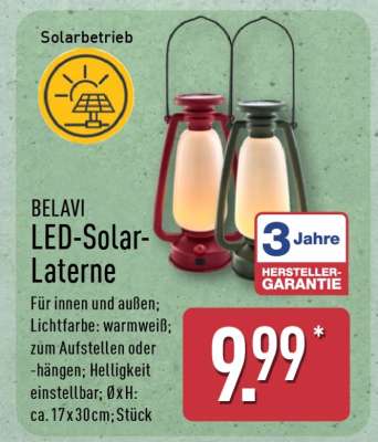 BELAVI LED-Solar-Laterne