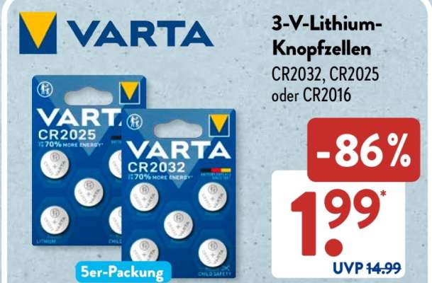 VARTA 3-V-Lithium-Knopfzellen
