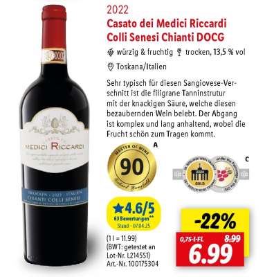 Casato dei Medici Riccardi Colli Senesi Chianti DOCG