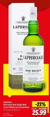 Laphroaig Oak Select Islay Single Malt Scotch Whisky mit Geschenkbox