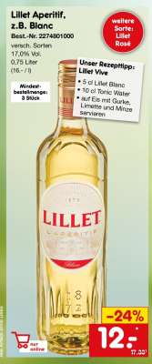 Lillet Aperitif, z.B. Blanc
