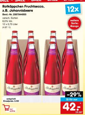 Rotkäppchen Fruchtsecco, z.B. Johannisbeere