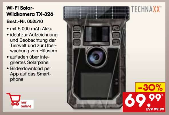 Wi-Fi Solar-Wildkamera TX-326
