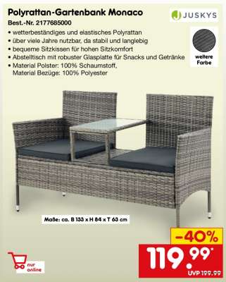 Polyrattan Gartenbank Monaco