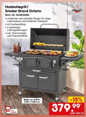 Holzkohlegrill-Smoker Grand Ontario