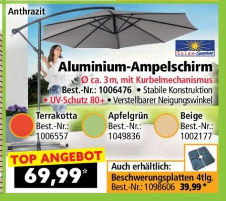 Aluminium- Ampelschirm