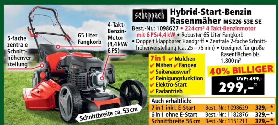 Hybrid-Start-Benzin Rasenmäher MS226-53E SE