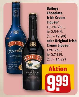 Baileys Chocolate Irish Cream Liqueur oder Original Irish Cream Liqueur