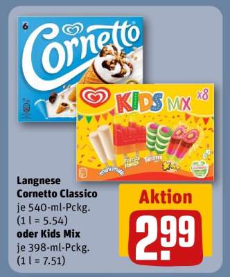 Langnese Cornetto Classico oder Kids Mix