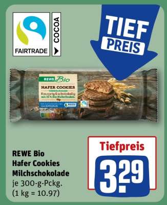 REWE Bio Hafer Cookies Milchschokolade