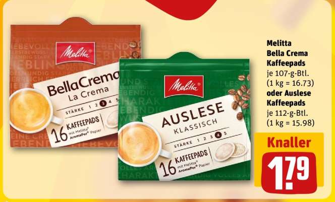 Melitta Bella Crema Kaffeepads oder Auslese Kaffeepads