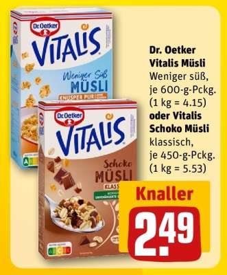 Dr. Oetker Vitalis Müsli oder Vitalis Schoko Müsli