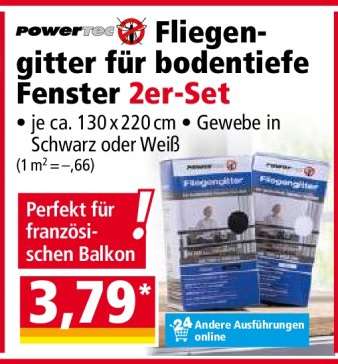 Fliegengitter für bodentiefe Fenster 2er-Set