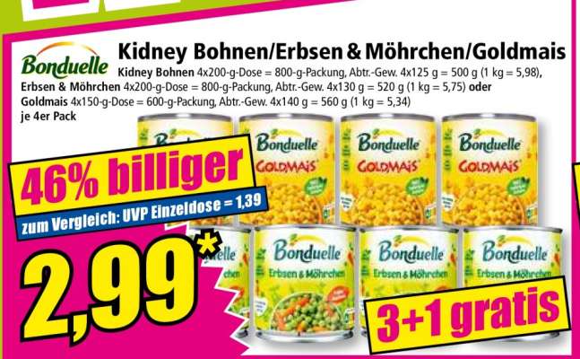 Kidney Bohnen/Erbsen & Möhrchen/Goldmais