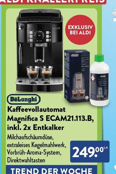 DeLonghi Kaffeevollautomat Magnifica S ECAM21.113.B, inkl. 2x Entkalker