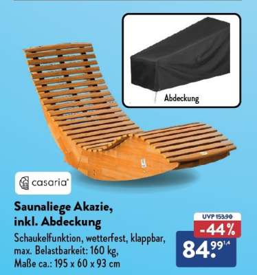 Saunaliege Akazie, inkl. Abdeckung