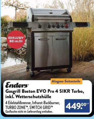 Gasgrill Boston EVO Pro 4 SIKR Turbo, inkl. Wetterschutzhülle