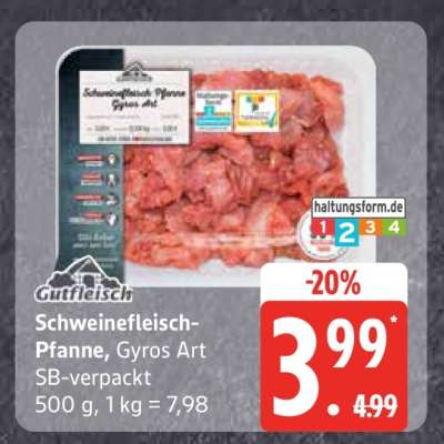 Schweinefleisch -Pfanne Gyros Art